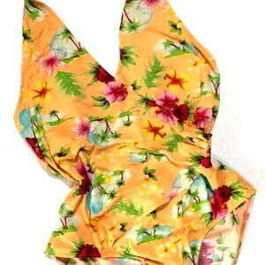 White Stag Bright Floral 'Cinched' Bathing Suit - XL